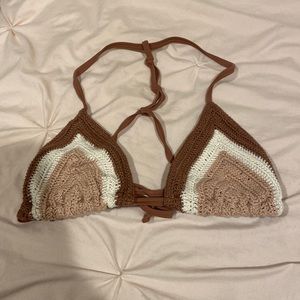 Xhilaration brown crochet bathing suit top